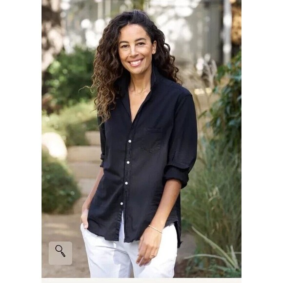 Frank & Eileen Tops - Frank & Eileen "Eileen" Button Up Shirt Size M Black Relaxed Casual Lightweight